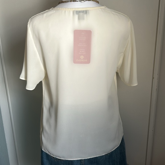 New Allison Joy from Evereve Women’s Lyla Scallop Trim Ivory Short Sleeve Blouse - Picture 6 of 12